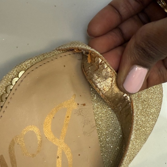 Sam Edelman Glittery Gold Heels Size 7 1/2 - Picture 4 of 7
